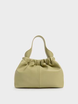 Charles & Keith + Taupe Ally Ruched Slouchy Bag