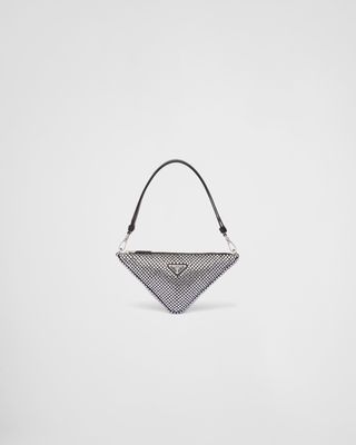 Prada + Prada Triangle Satin Mini-Bag With Crystals