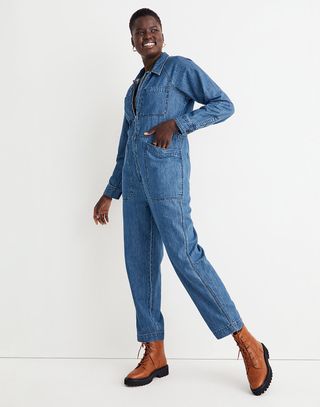 Madwell + Curvy Denim Zip-Front Coverall Jumpsuit