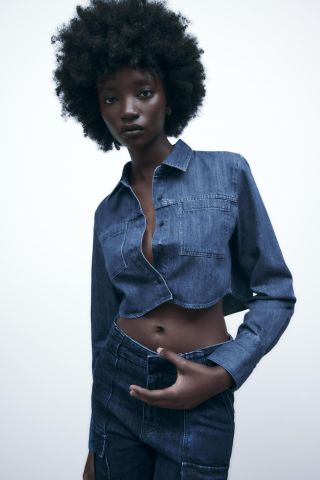 Zara + Cropped Pockets Shirt