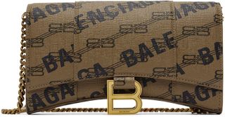 Balenciaga + Brown Hourglass Wallet Chain Bag