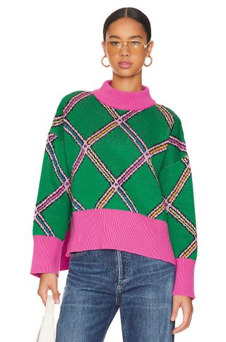 Olivia Rubin + Cescy Sweater in Green Check