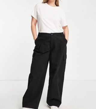 ASOS + Curve Oversized Cargo Pants in Washed Black