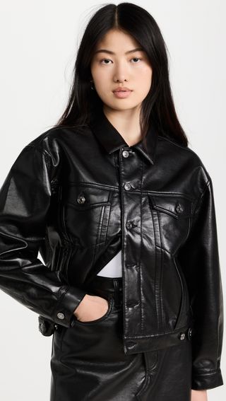 Agolde + Recycled Leather Charli Jacket in Detox