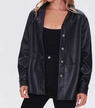 Forever 21 + Faux Leather Drop-Sleeve Jacket