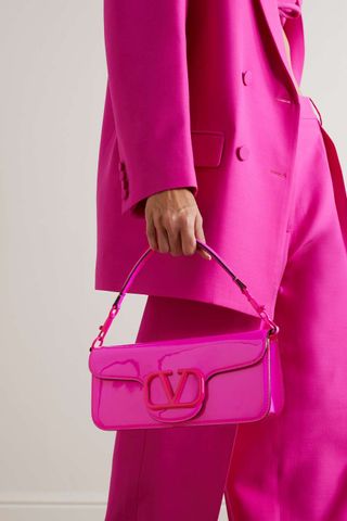 Valentino + Valentino Garavani Vlogo Patent-Leather Shoulder Bag