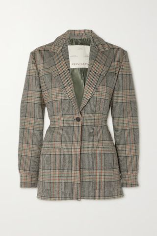 Giuliva Heritage + The Elena Prince of Wales Checked Wool Blazer