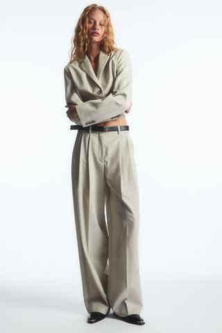 COS + Wide-Leg Tailored Wool Trousers