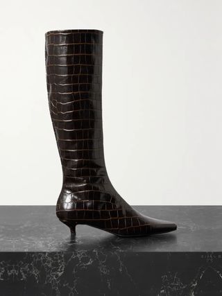 Toteme + + Net Sustain the Slim Croc-Effect Leather Knee Boots