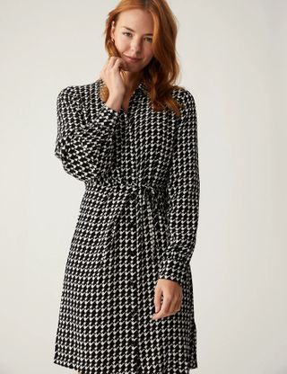 M&S Collection + Checked Knee Length Shirt Dress