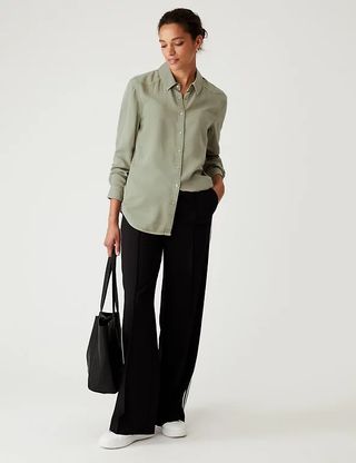 M&S Collection + Pure Tencel™ Collared Long Sleeve Shirt