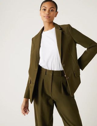 M&S Collection + Jersey Relaxed Blazer Jacket