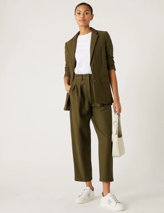 M&S Collection + Jersey Tapered Ankle Grazer Trousers