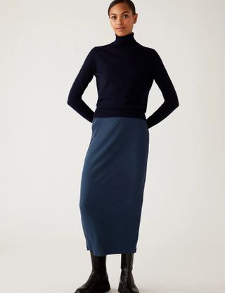 M&S Collection + Jersey Ribbed Maxi Pencil Skirt