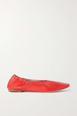 Porte & Paire + Gathered Leather Ballet Flats