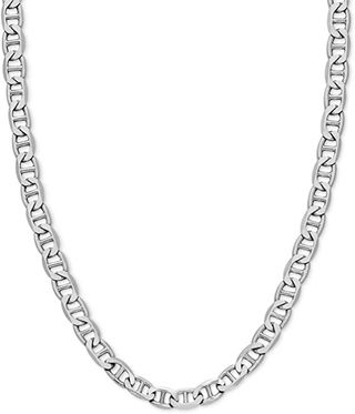 Savlano + 925 Sterling Silver 5.5mm Italian Solid Flat Mariner Link Chain Necklace