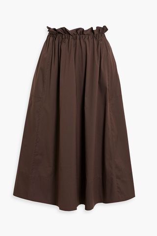 Iris & Ink + Livia Ruffled Cotton-Blend Poplin Midi Skirt