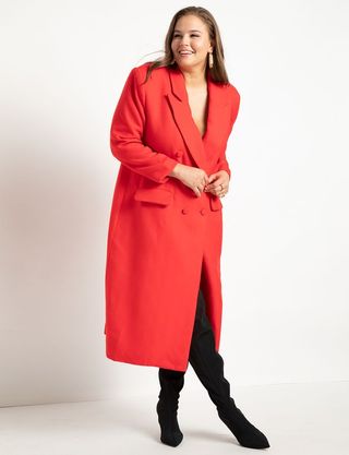 Eloquii + Strong Shoulder Coat With Cinched Waist
