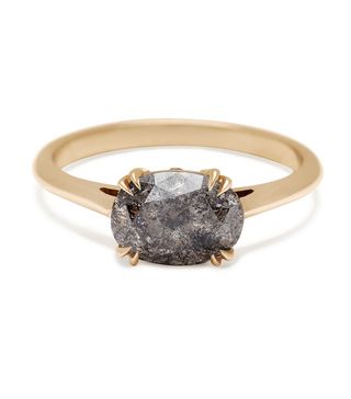Anna Sheffield Jewelry + Bea East/West Solitaire Ring 14k Gold & Grey Diamond (1.50ct)