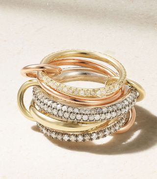 Spinelli Kilcollin + Leo 18-Karat Yellow and Rose Gold, Rhodium-Plated Sterling Silver Diamond Ring