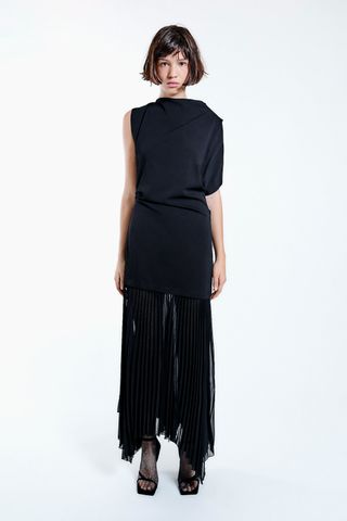 Zara + Ruched Pleated Dress