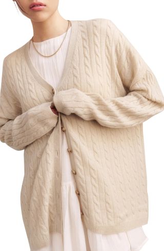 Reformation + Oversize Cable Knit Cashmere Cardigan