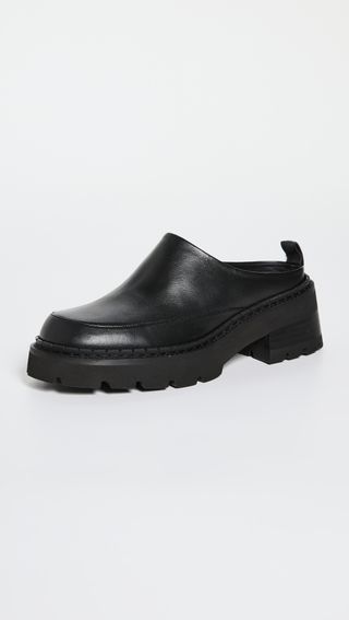 By Far + Reyna Black Nappa Leather Flats