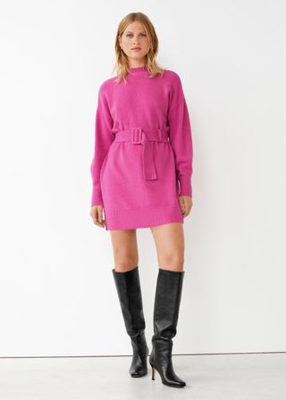 & Other Stories + Belted Mini Knit Dress