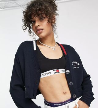 Tommy Jeans + Logo Cropped Oversized Cardigan