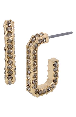 AllSaints + Crystal Rectangular Huggie Hoop Earrings