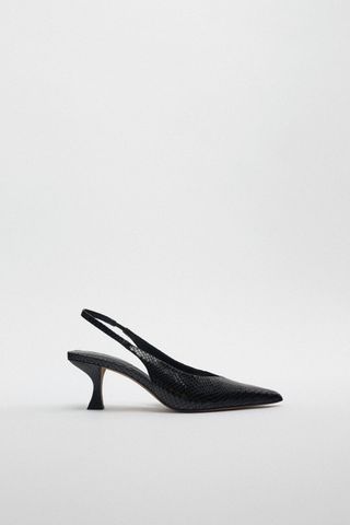 Zara + Animal Textured Slingback Heels