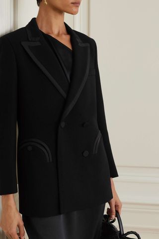Blazé Milano + Resolute Everyday Double-Breasted Silk-Trimmed Wool-Crepe Blazer