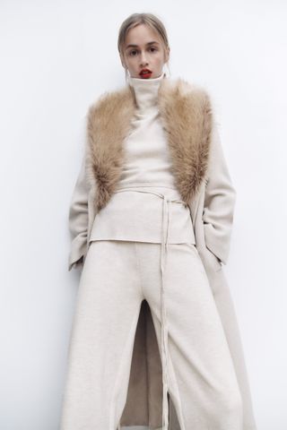 Zara + Long Wool-Blend Coat