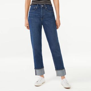 Free Assembly + Cuffed High Rise Straight Jeans