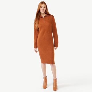 Free Assembly + Half Zip Sweater Dress