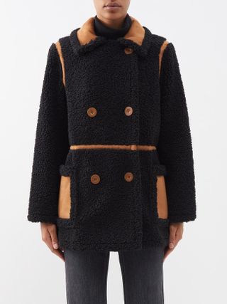 Stand Studio + Chloe Double-Breasted Faux-Shearling Jacket