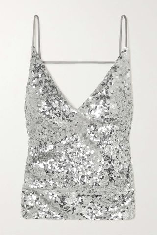 Commission + Stella Cutout Sequined Satin Camisole