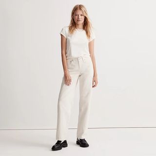 Madewell x Donni + Low-Rise Loose Jeans in Antique Cream