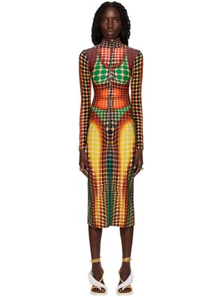Jean Paul Gaultier + Brown Dots Midi Dress