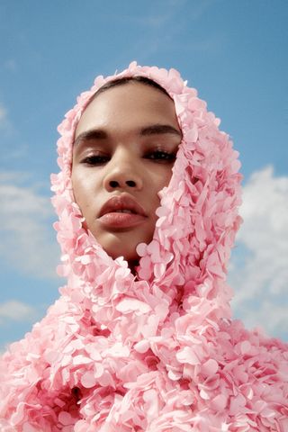 Zara + Floral Textured Knit Coat