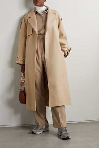 The Frankie Shop + Suzanne Belted Wool-Blend Felt Trench Coat