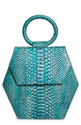 Anima Iris + Zuri Croc Embossed Leather Top Handle Bag