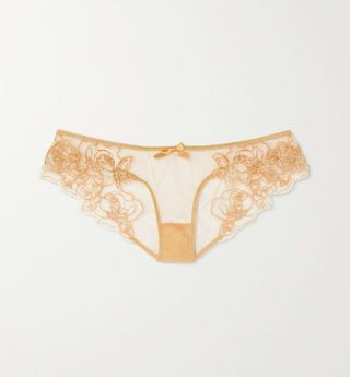 Agent Provocateur + Lindie Embellished Embroidered Tulle Briefs