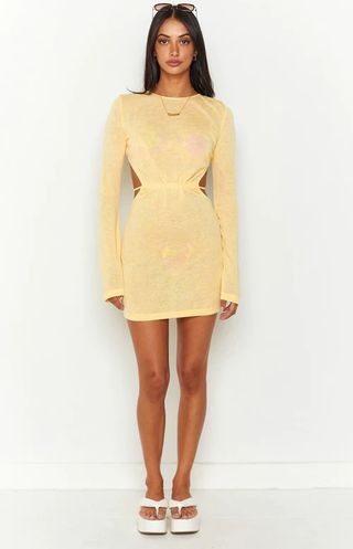 Beginning Boutique + Dacota Yellow Backless Mini Dress