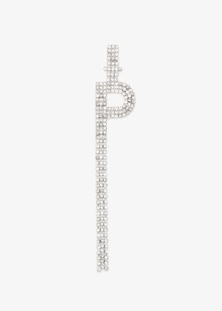 Retrofête + Alphabet Rhodium-Plated Crystal Single Earring