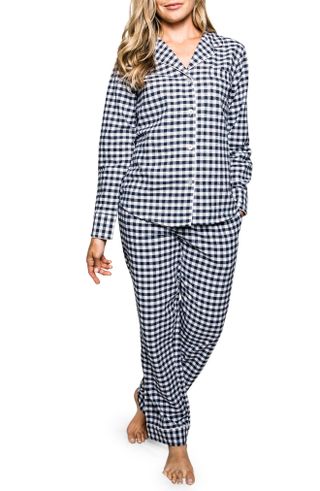 Petite Plume + Gingham Cotton Flannel Pajama Set