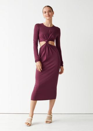 & Other Stories + Fitted Cut-Out Midi Dress