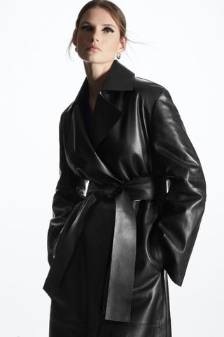 COS + Oversize Leather Trench Coat