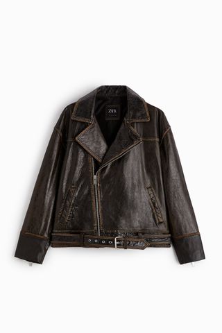 Zara + Vintage Leather Biker Jacket