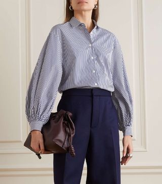 Carolina Herrera + Striped Cotton-Poplin Shirt